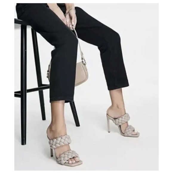 Steve Madden Kenley Heels Womens Sz 6M Open Toe Pump Braided Strap Taupe NWOB - Picture 2 of 8